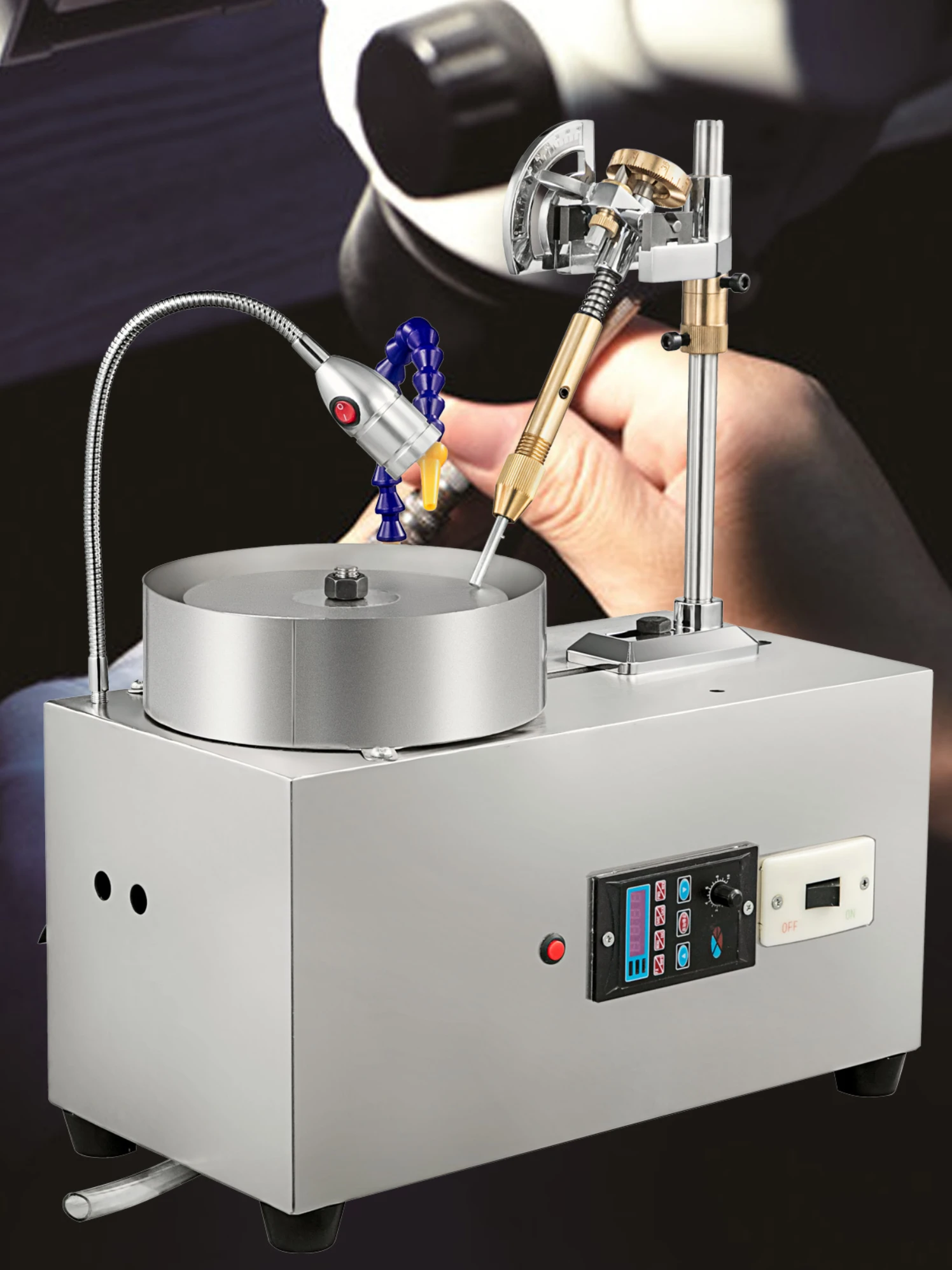 SucceBuy 180W Gem Faceting Machine Facet Manipulator Led Licht Waterpomp 2800 RPM Platte Edelsteen Verwerking Jade Hoek polijstmachine - afbeelding 2