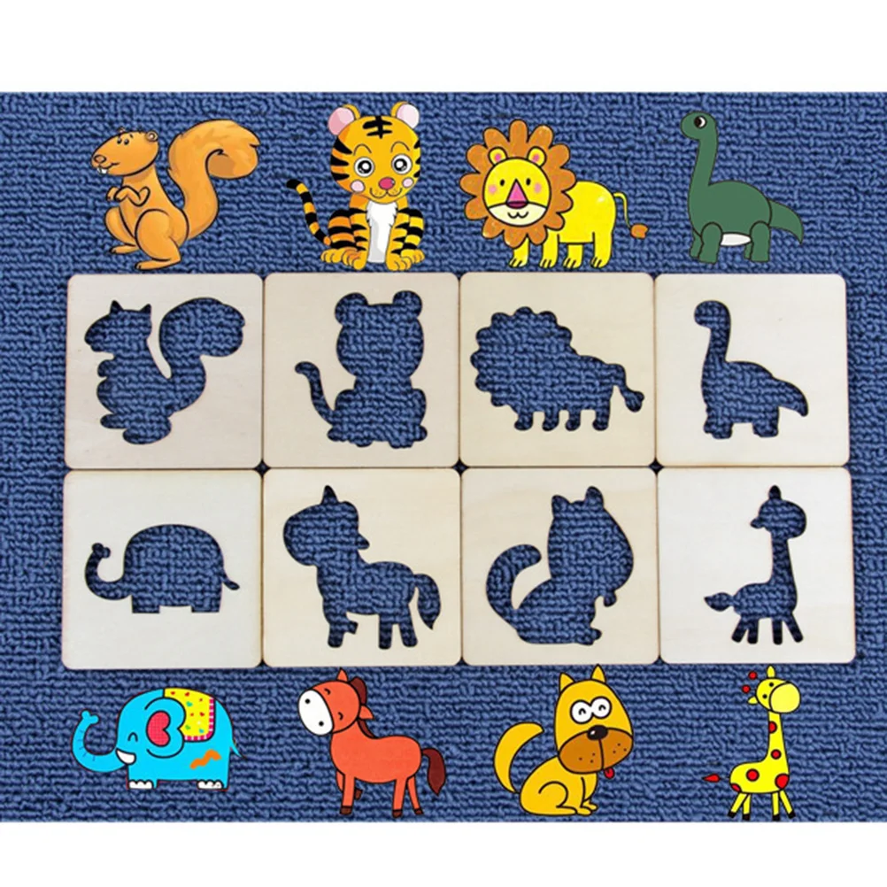 

Children Wooden Drawing Templates Stencil Set Includes 12 Watercolor Pens Pencil Sharpener 55 Reusable Graffiti Boards Creative