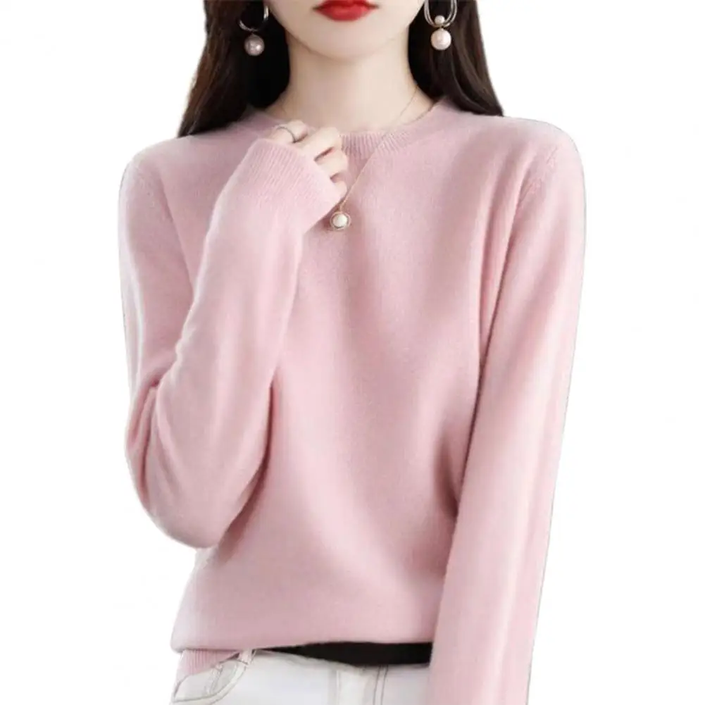 

Women's Fashion Round Neck Solid Knit Upper Vintage Pullover Sweater New Winter Female Casual Clothing