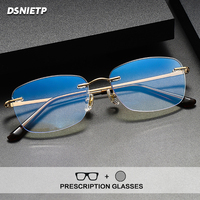 Titanium Frameless Reading Glasses Men Photochromic Anti Blue Light Rimless Prescription Glasses Frame Women Multifocal Eyewear