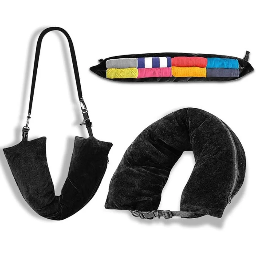 Tragbares U-förmiges Kissen, befüllbares Nackenkissen, befüllbarer Kleidungskissenbezug, weiche, mit Plüsch gefüllte Kissen, mit Kleidungskissenbezug