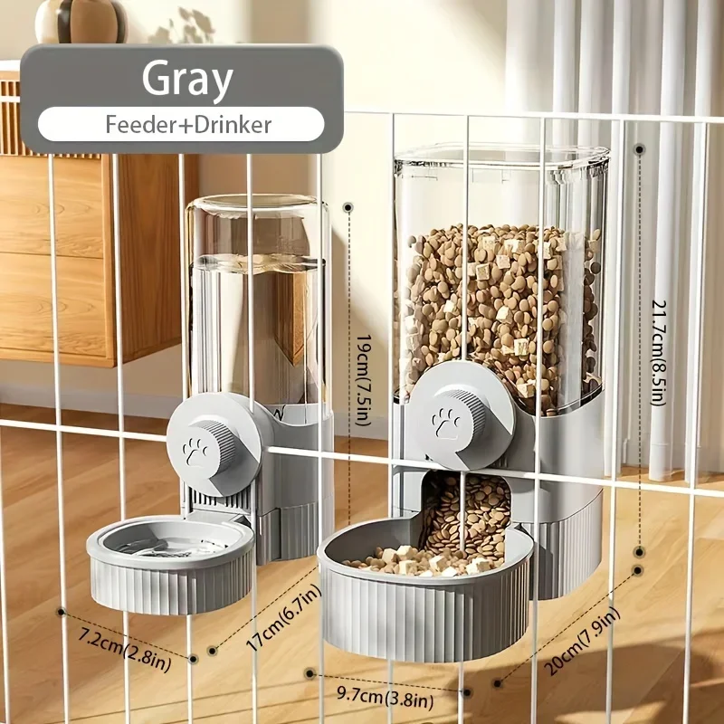 

new tepy Hanging Automatic Pet Food Feeder/Water Dispenser, Gravity Cat Auto Feeder Waterer Set With Container Bowl For Cage