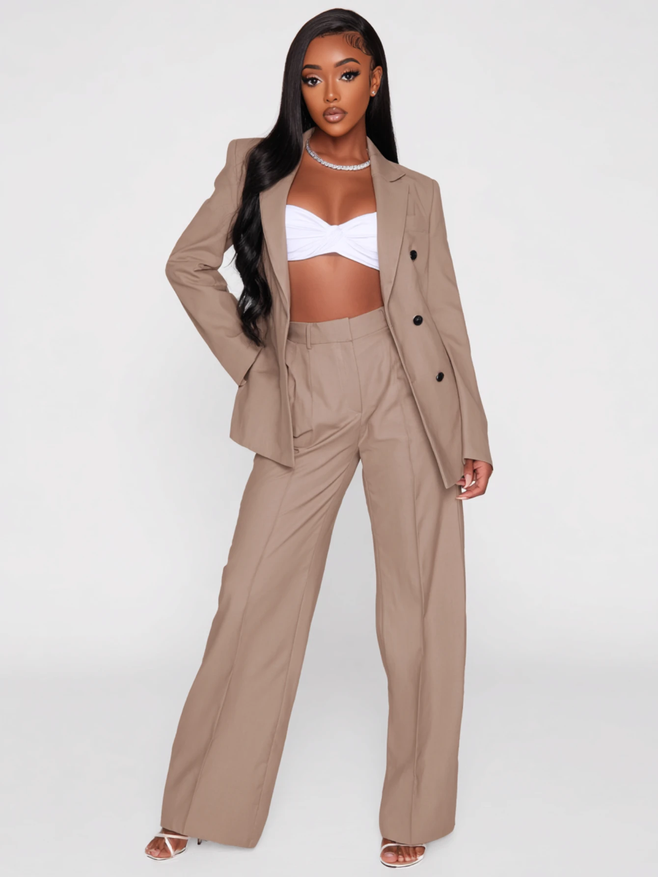 

Mia Muse Boutique женские комплекты всесезонных однобортных однотонных пуговиц спереди с длинными рукавами и лацканами в полный рост комплекты деловых брюк