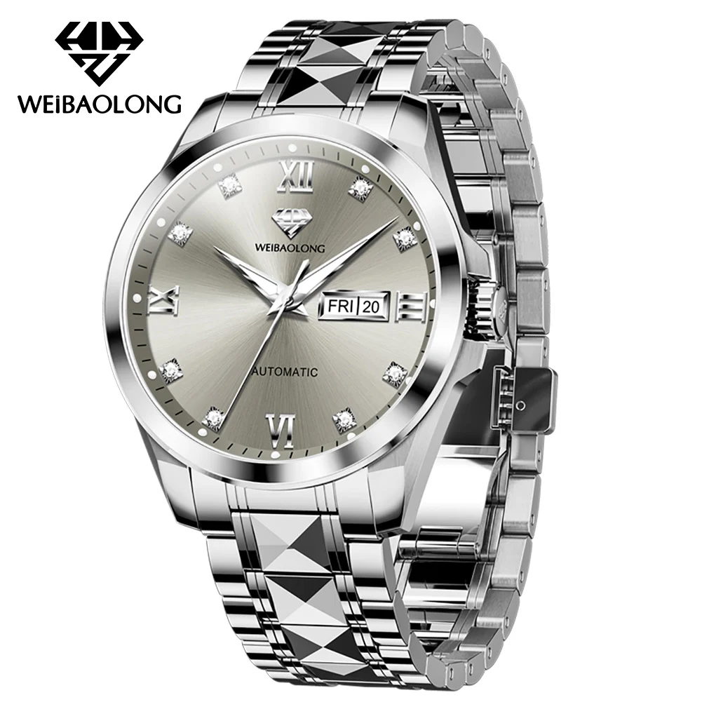 WEiBAOLONG Man Watch Real Diamond Dual Calendar Waterproof Luminous Limited-edition Japan Movement Automatic Mechanical Watches