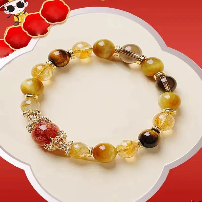 

2025 New Natural Citrine Tiger Eye Bracelet Wealth Luck Chakra Healing Jewelry Holiday Gift for Women Men Energy Flow Accessorie