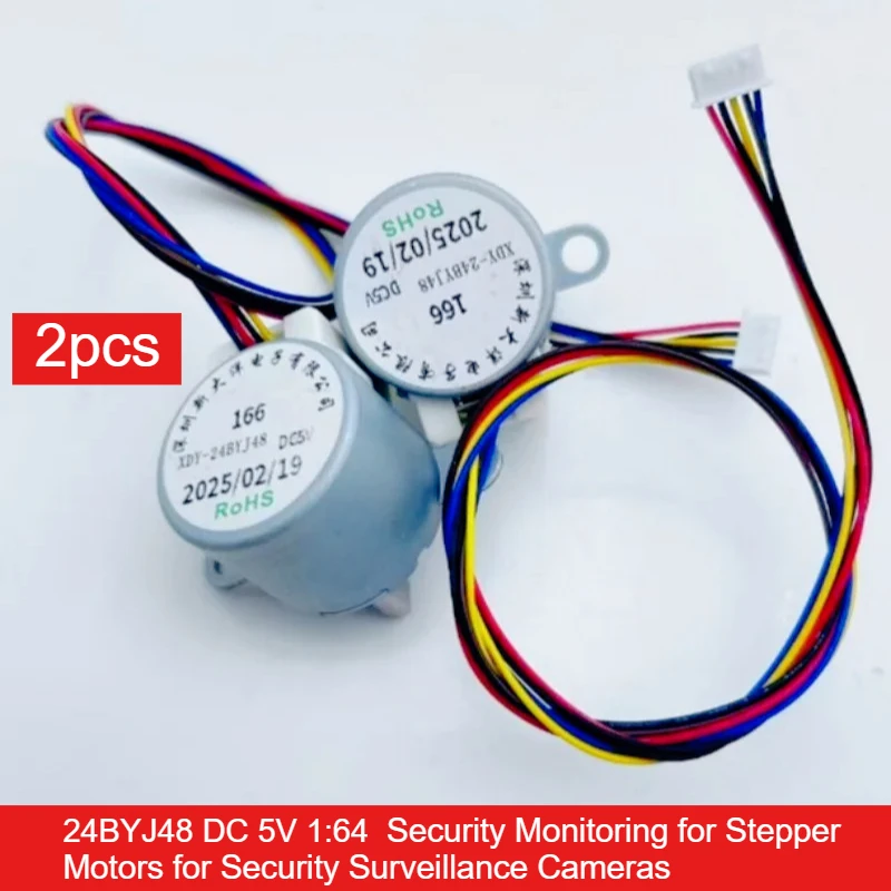 2PCS 24BYJ48 Stepper Motor 5V/12V 1:64 Gear Ratio for Security Camera