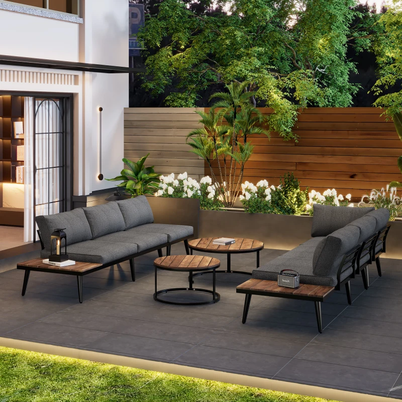 Garden lounge set , garden furniture,frame made of galvanized iron, dining group 6-piece, (2x sofa, 2x single armchair, 2x table
