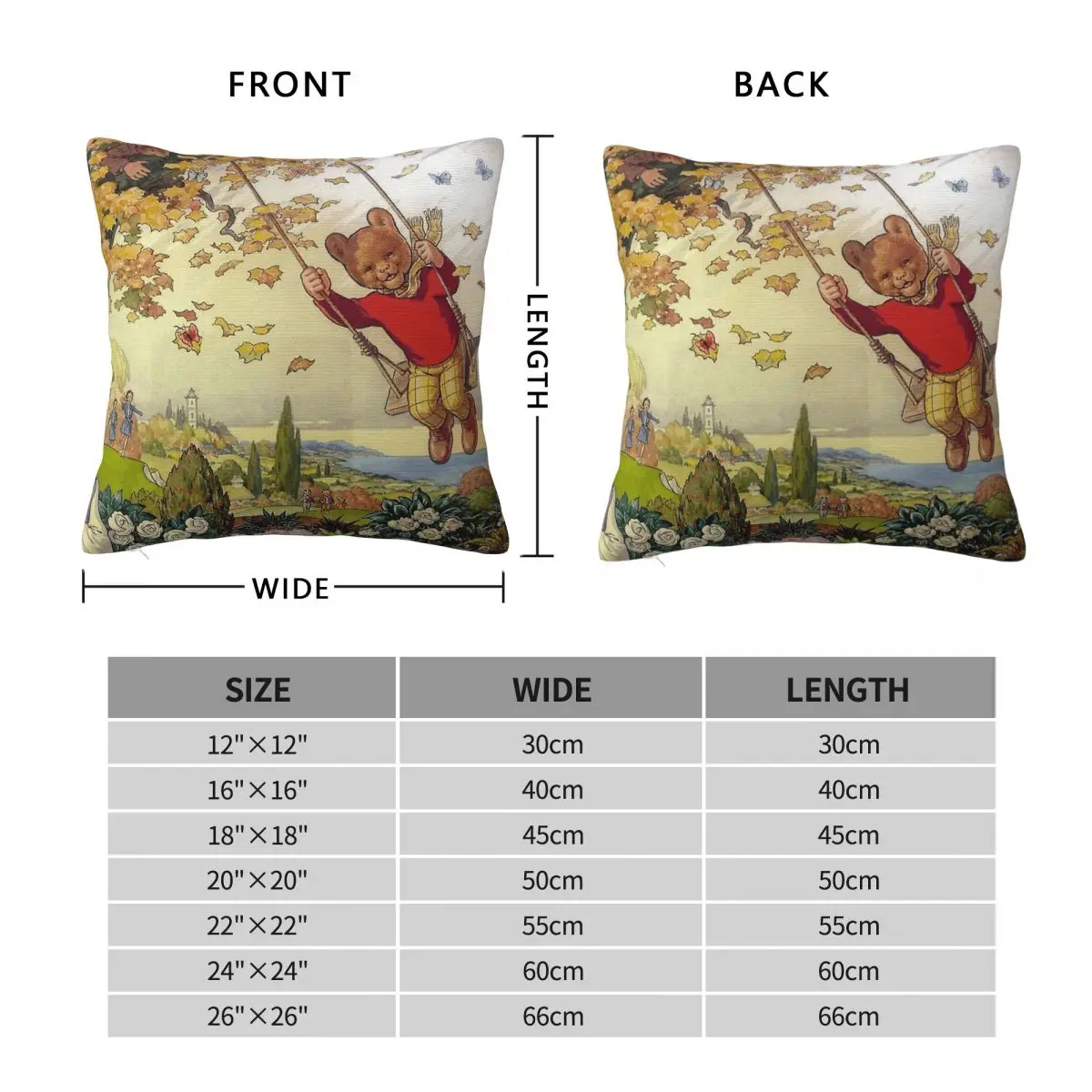 Adventures Of Rupert Bear Swing Pillowcase Polyester Linen Velvet Printed Zip Decor Pillow Case Home Cushion Cover