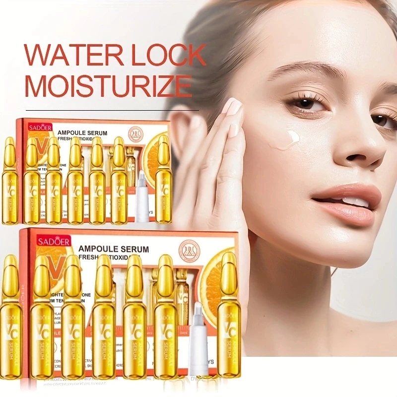 Suero de Vitamina C, Cada Caja Contiene 2 ml x 7 Ampollas, Satisface las Necesidades del Cuidado Facial Durante una Semana, Hecho con Ingredientes Suaves, Envasado Individualmente, Fácil de Usar, Seguro e Higiénico, Apto para Hombres, Sin Alcohol