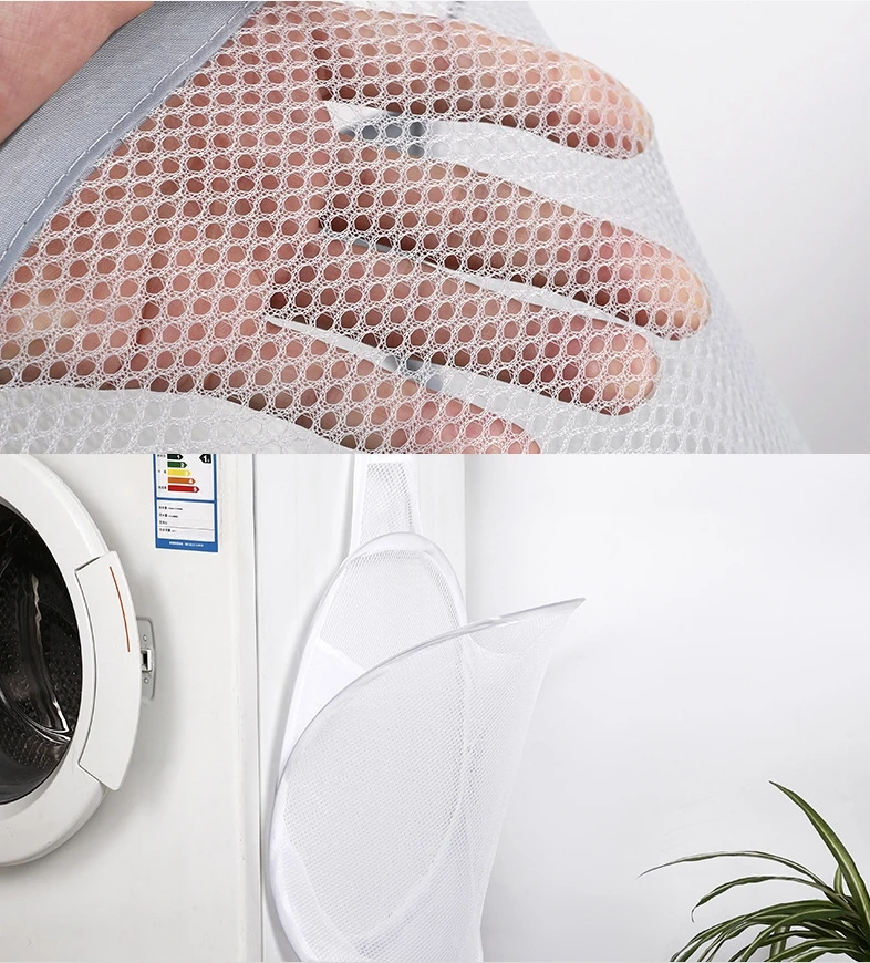 1 قطعة الحائط الملابس القذرة سلة شبكية طوي صندوق تخزين ملابس سلة ثقب الحرة صندوق تخزين ملابس صافي اكسسوارات الحمام #4