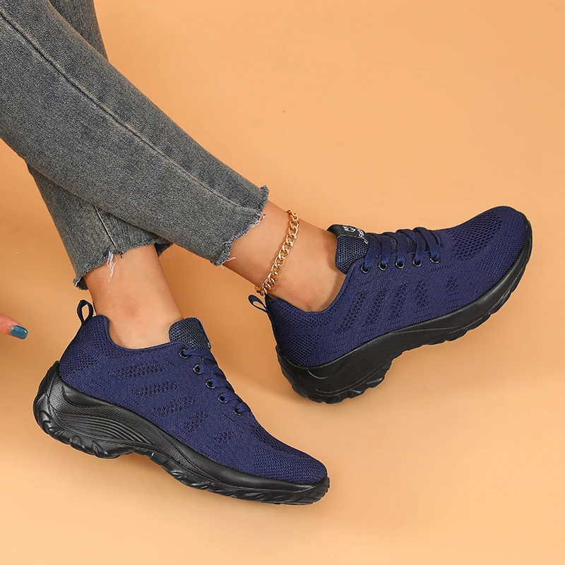 2025 Women's Shoes High-quality Casual Shoes Platform Tennis Outdoor Lace Up Jogging Mesh Breathable Vulcanized Shoes for Women