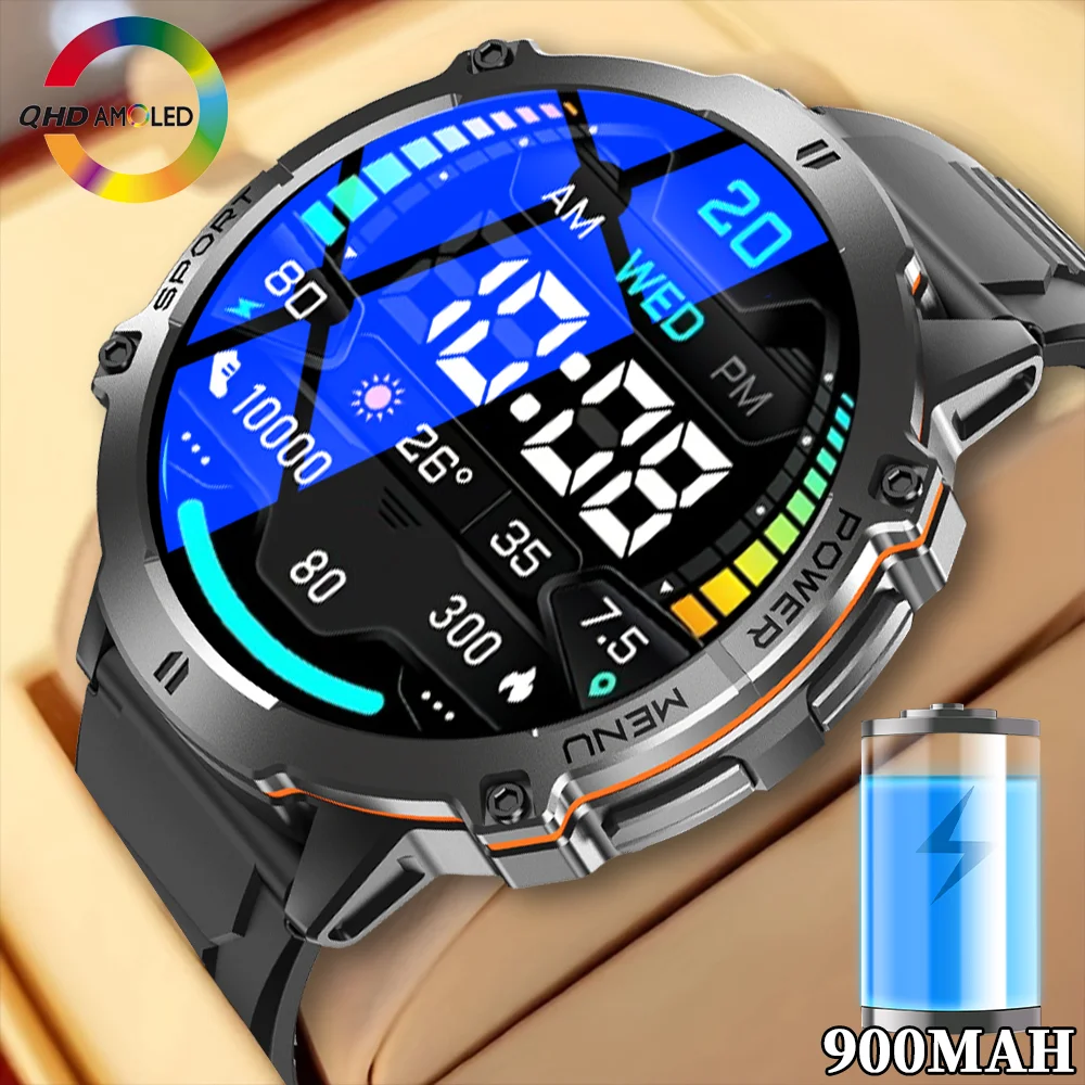 2026 new model smartwatch with 900mAh battery, AMOLED high-definition screen, suitable for outdoor sports and fitness tracking.
