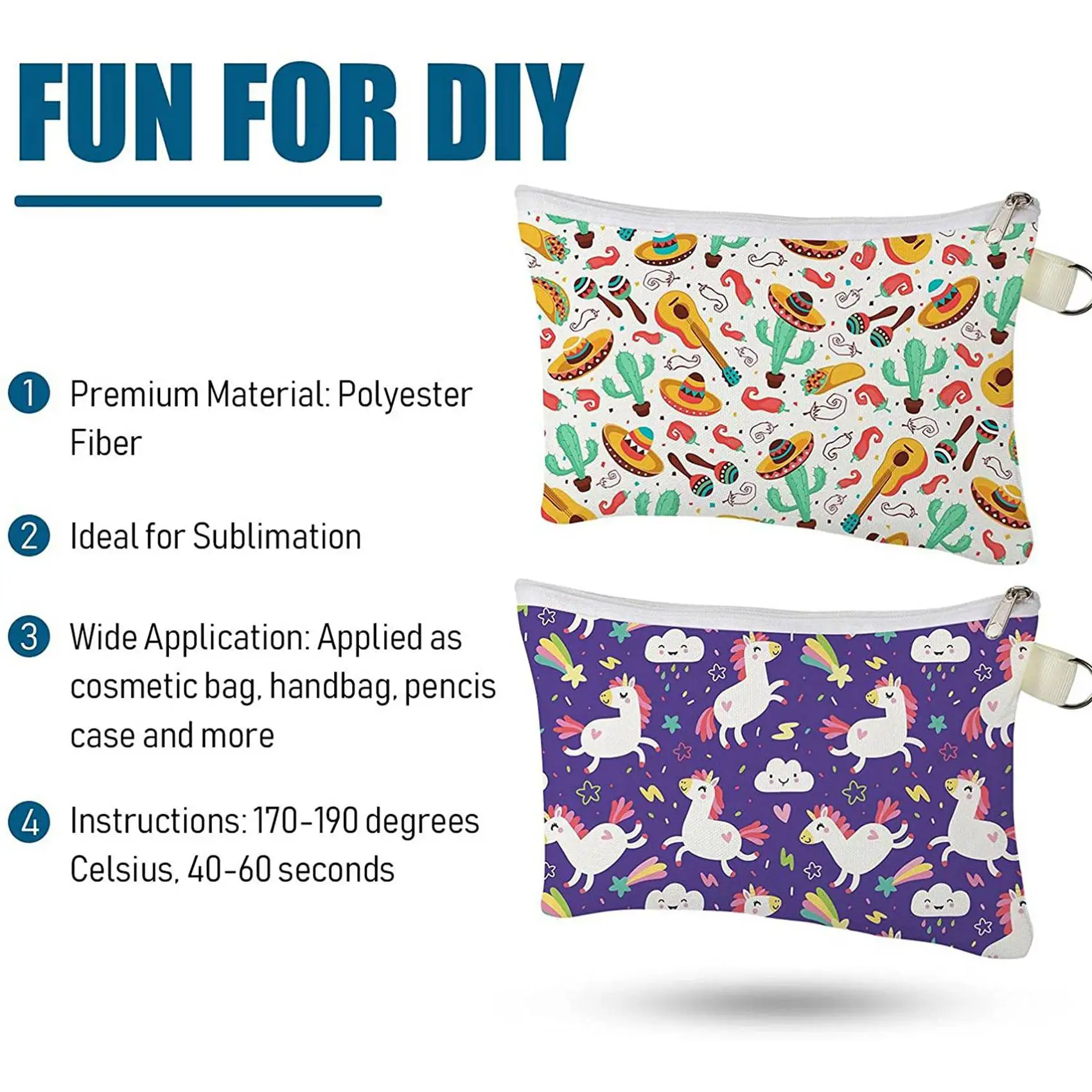 ABRT-36X Cosmetic Bags,Blanks Bags DIY Makeup Bags Toiletry Pouch Iron On Transfer Zipper Canvas Pencil Bag