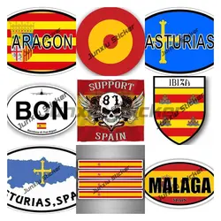 Calcomanías en español, pegatina de vinilo de España, Asturias de España, Barcelona, Malaga, MADRID, escudo de ciudad, pegatina patriotismo de viaje para coches y portátiles