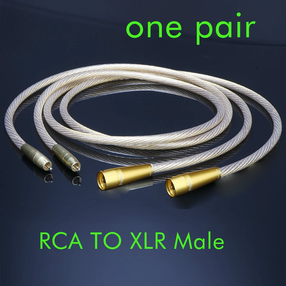Gouden XLR-kabel 8N OCC verzilverd RCA verguld referentie-audiokabel met RCA XLR-stekker voor versterker/mixer