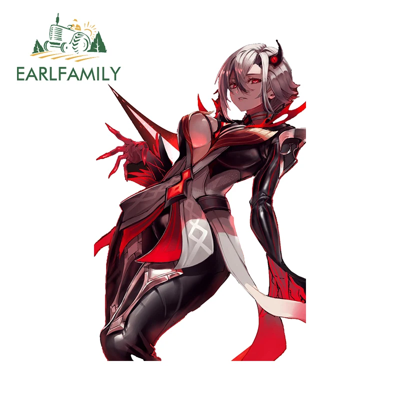 EARLFAMILY 13cm x 8.6cm Arlecchino Genshin Impact Decals Succubus Original Decoration Vinyl Waterproof Surfboard Car Stickers