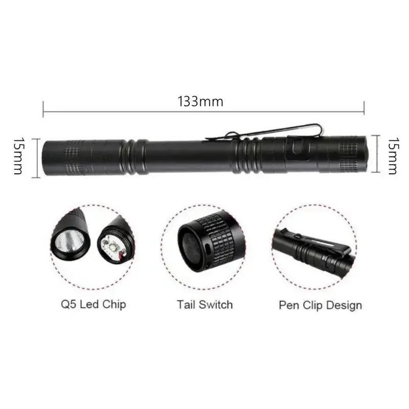 Mini LED Flashlight 50000LM Ultra Bright Lamp Handy Penlight Torch Pocket Portable Flashlight Lantern Camping Work AAA Battery