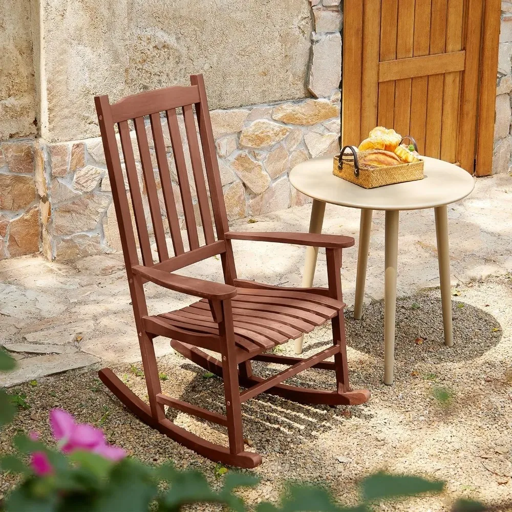 2-piece set of high backed wooden chairs, waterproof coating, weather resistance, scratch and impact resistance, anti rollover