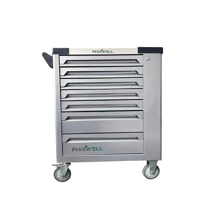 

#For 7 Drawers tool cabinet metal iron Stainless steel Workshop Trolley with hand car repair tools