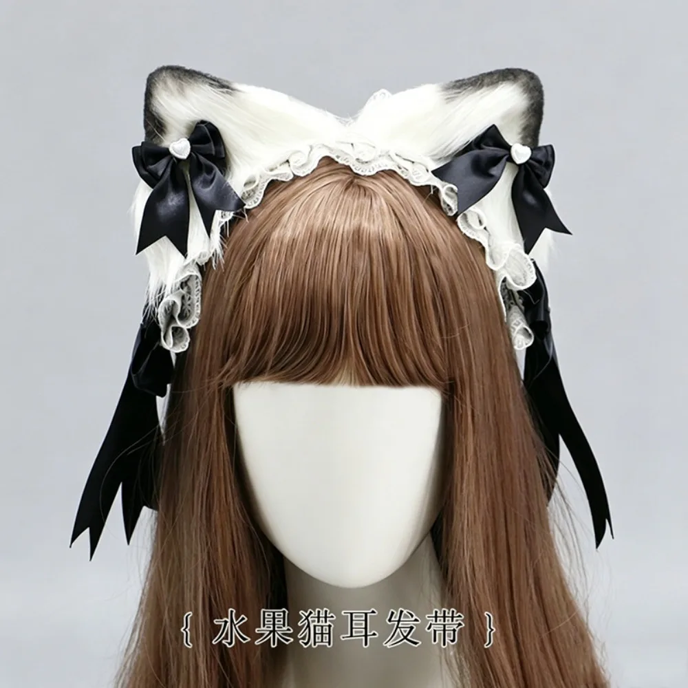 Cute Girl Hair Accessories Lolita Comic Show Multi-purpose Pair Clip Bow Headgear Cat Ear Hairpin Cat Ear Headband Decor