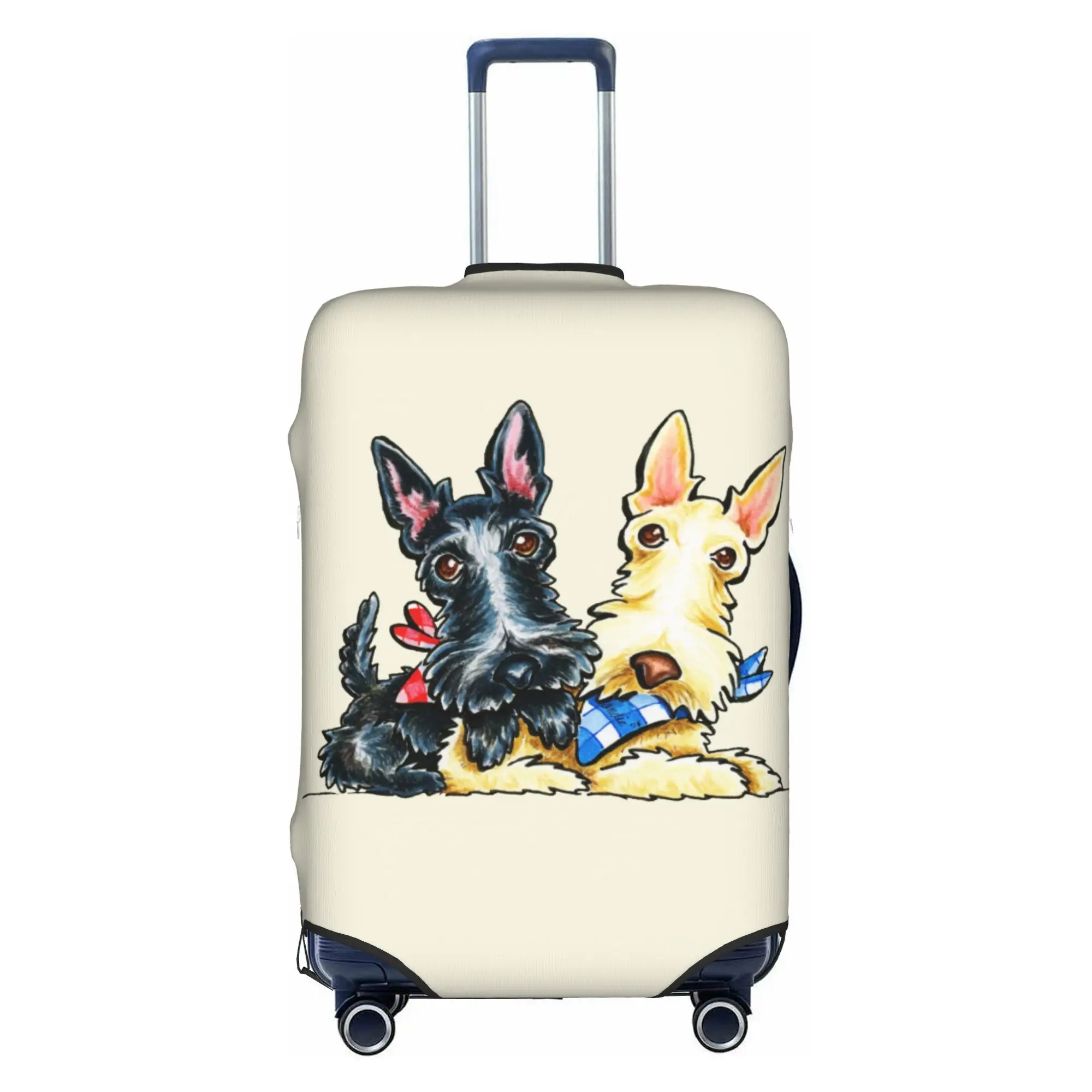 Custom Gingham Cuties Scottie Lover Suitcase Cover Washable Scottish Terrier Dog Luggage Covers Protector for 18-32 inch