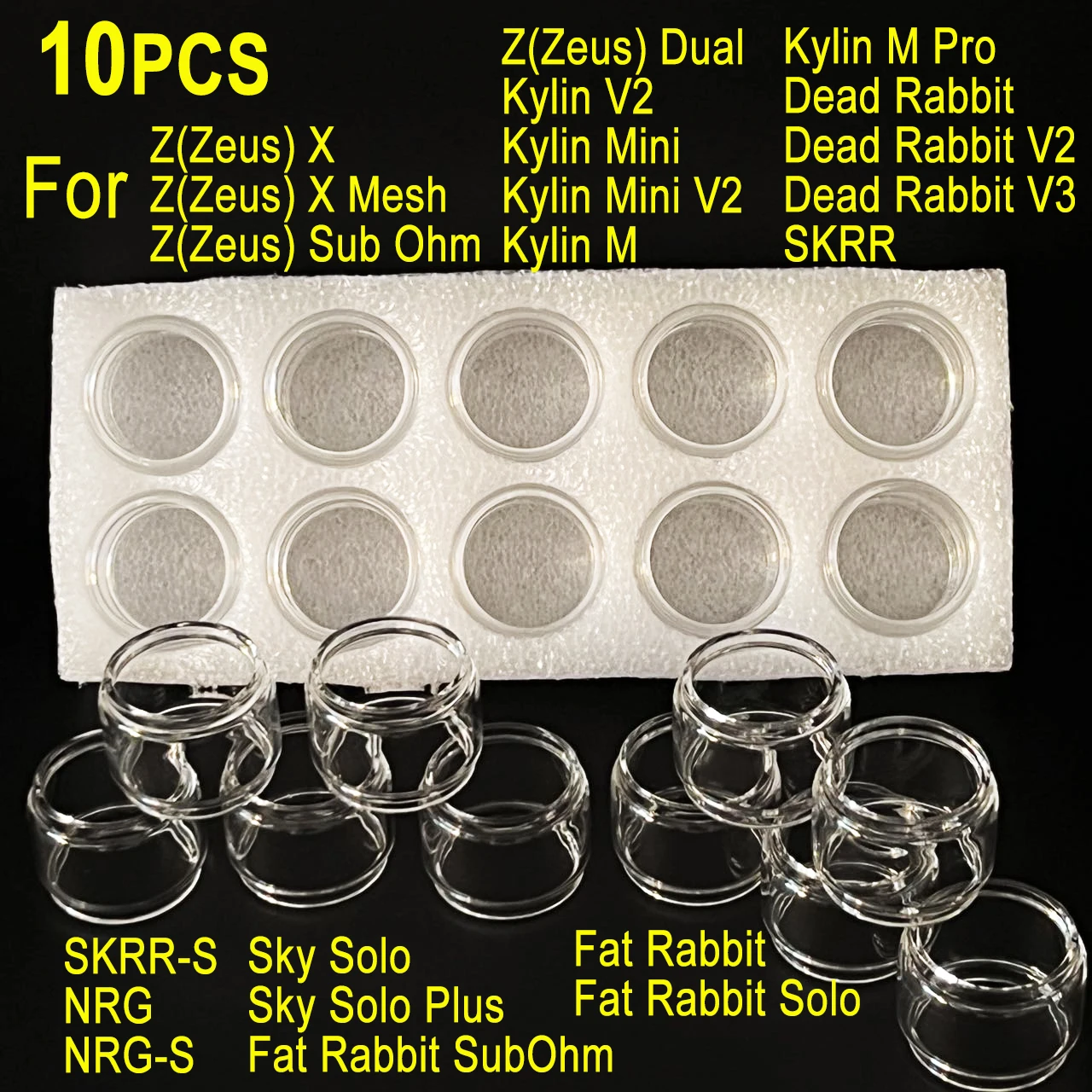 10PCS Fat Bubble Glass Tube For Dead Rabbit Zeus X Mesh Subohm Kylin Mini V2 M Pro V3 Sky Solo Plus Z Series NRG SKRR S Ornament