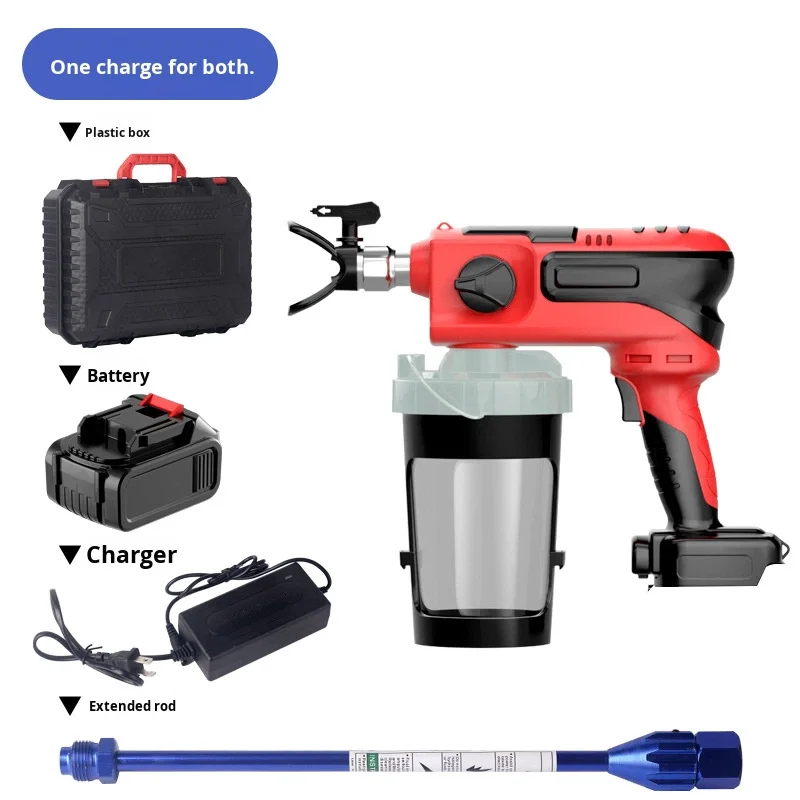 New 21v Electric Lithium Battery High-voltage Airless Spraying Machine Spray Gun Paint Coating Latex Handheld Customizable