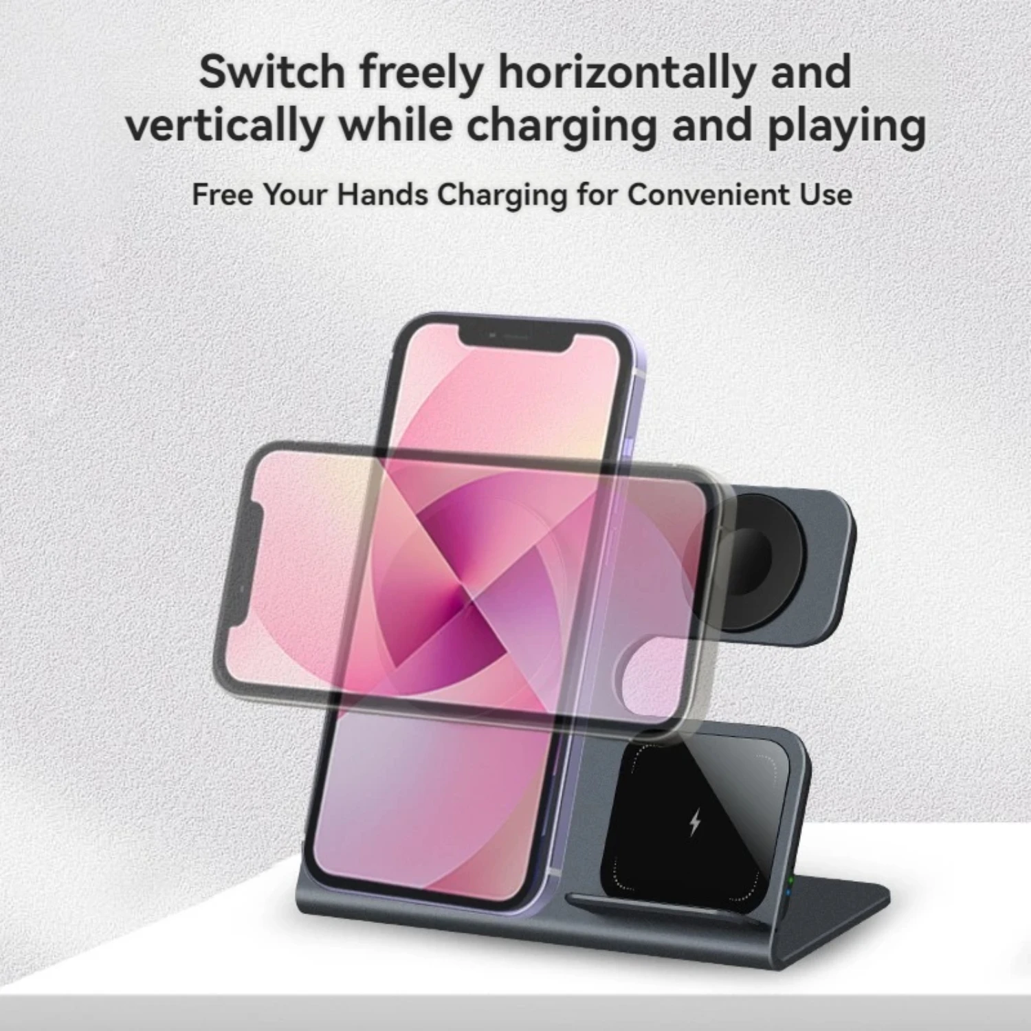 ثلاثة في واحد شاحن لاسلكي 15 وات مناسب لسماعات الهاتف وساعة AirPos للشحن اللاسلكي