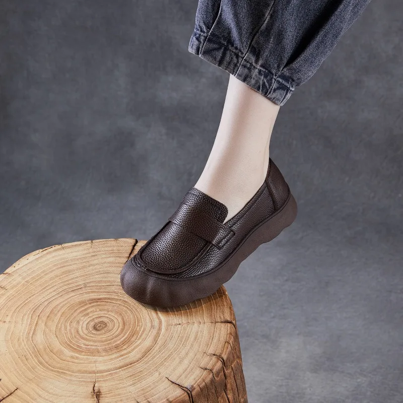 

Женские лоферы из натуральной кожи, весенне-летние, на плоской подошве, удобные, мягкие, из воловьей кожи, в стиле ретро, легко надеваемые, повседневные