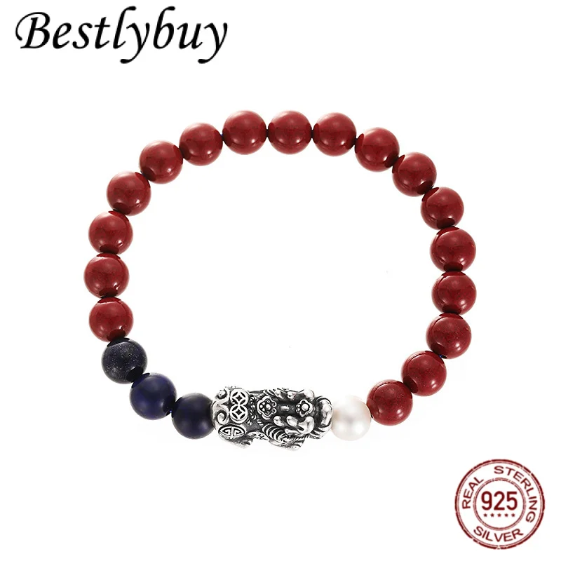 جديد 999 محظوظ Pixiu زوجين سوار الطبيعية الأرجواني الذهب الرمال اليد سلسلة جديد النمط الصيني اللازورد اليد مجوهرات #2