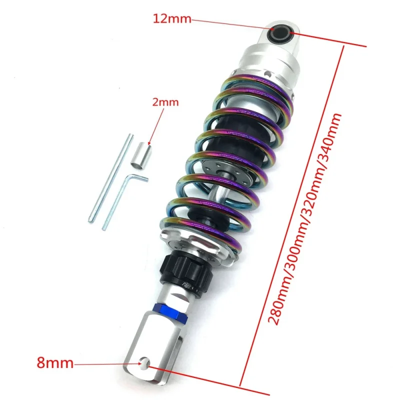 Universal Adjustable Rear Suspension Shock Absorber 280mm 320mm 340mm 360mm for Motorcycle Electric Car Modified