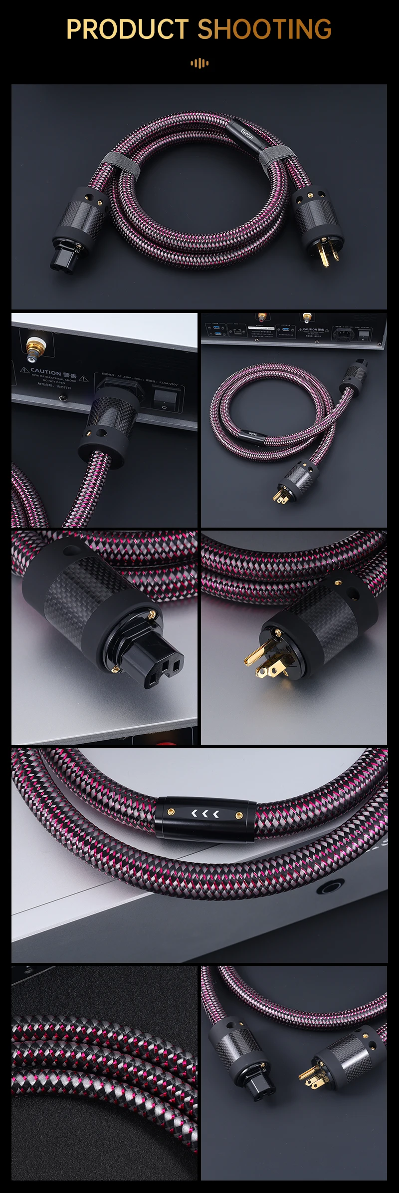 Serost Moon 9AWG HiFi-Audio-Stromkabel 99,9999% OCC-Einkristallkupfer US EU AU zu C7 C13 Buchse für Endstufen – Detail 10