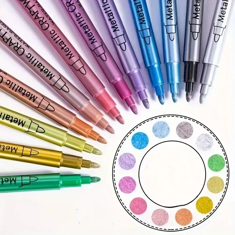 5/10pcs Multicolor Metal Marker Pens for Art Painting Metallic Color on Black Paper DIY Card Making Photo Album Crafts