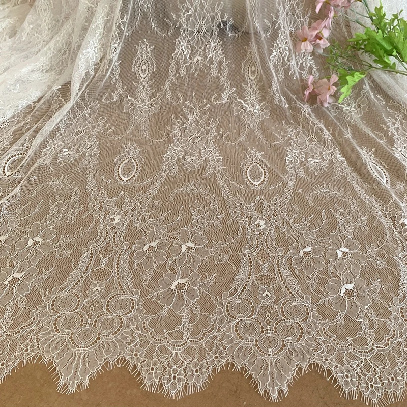 150CM Soft Quality Subtle Thin Flowy Elegant French Chantilly Lace Wedding Veil Lace Bride Lace Sewing Accessory 3 Meters Long