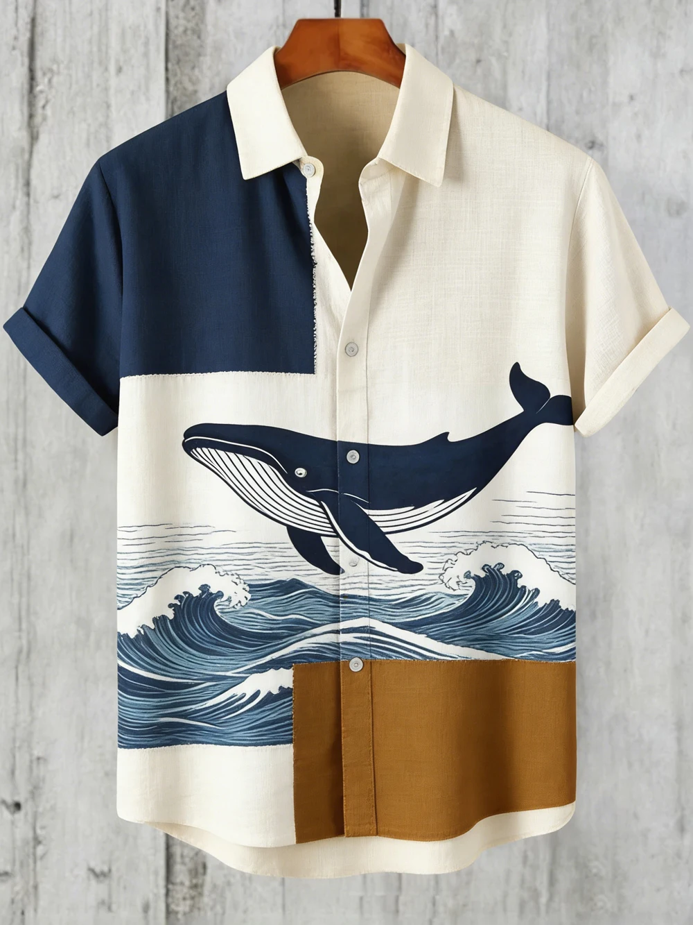 

Men's summer short-sleeved linen shirt fun ocean theme 3D printed shirt Hawaiian vacation casual clothes for men fast shipping
