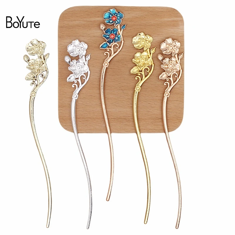 BoYuTe (20 Pieces/Lot) New Alloy Flower Hair Stick Diy Hair Accessories Handmade Materials