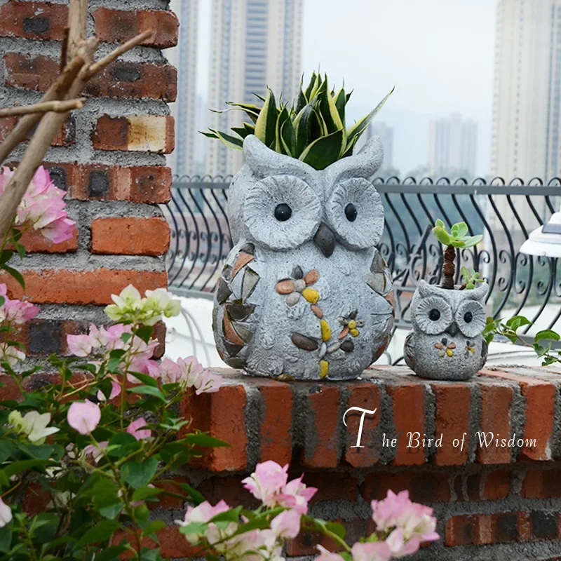 Cute Owl Planter Pot,Cartoon Animal Flower Pot for Outdoor GardenDecor,AestheticResin Statue for YardBalcony&KindergartenDisplay