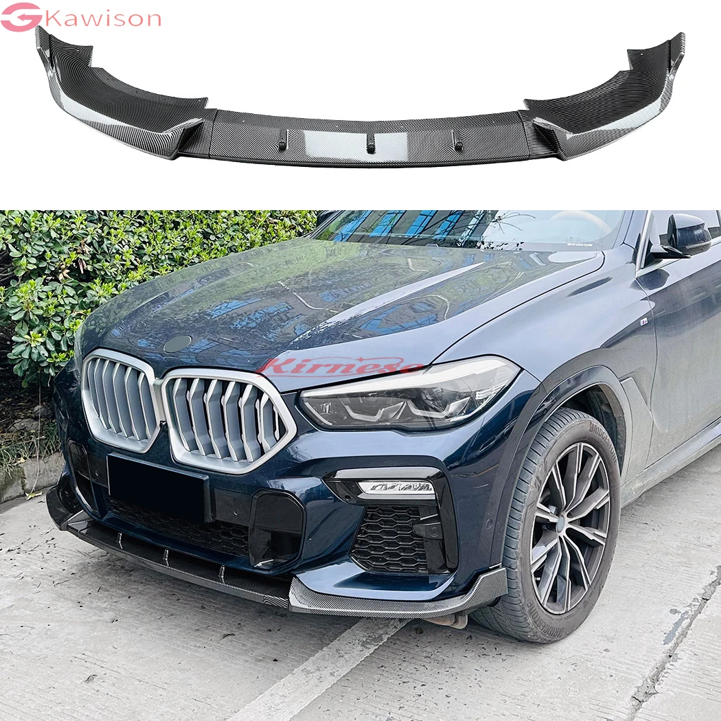 For BMW 2020-2022 X6 G06 M Sport Front Bumper Spoiler Lip Glossy Black Car Lower Guard Blade Protector Board Body Rear Bumper