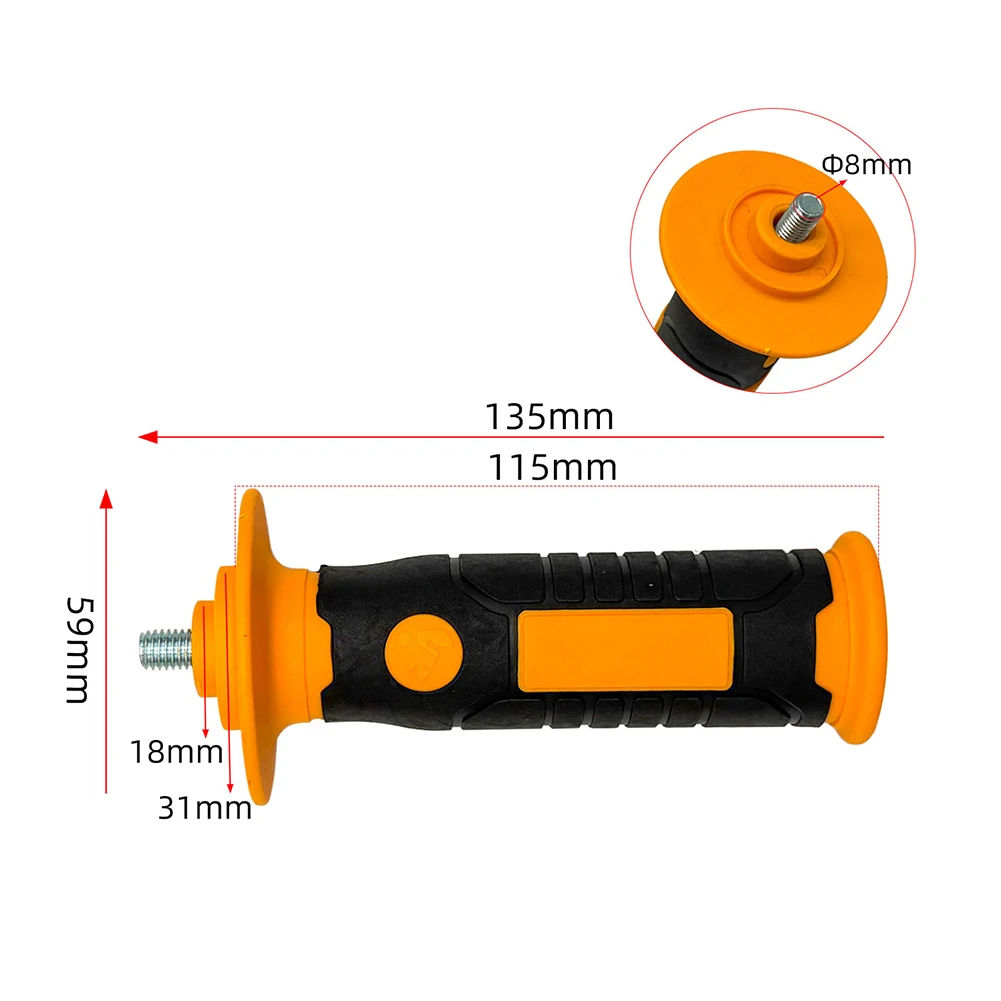 1pc M8 Thread Angle Grinder Handle Shock Vibration Absorbing Reduce Damping Side Handle Power Tool Accessories