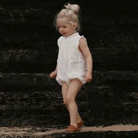 Vintage Linen Cotton Baby Girls Romper Summer Ruffles Lace Infant Bodysuit for Toddler Girls Clothing Children Overalls Outfits 6