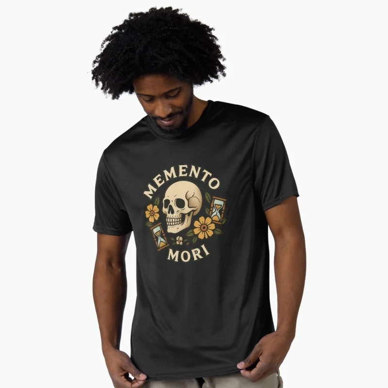 

Memento Mori Skull Flowers Hourglass Philosophy stoic philosophy Gift t shirt 100% cotton printed Graphic Clothes Large size Top