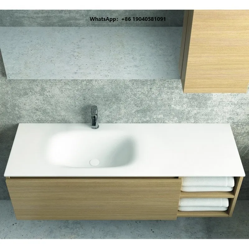 Luxurious 135cm Bathroom Composition with Cabinet Ceramic Basin Mirror Two  Wall Units in Melamine Material