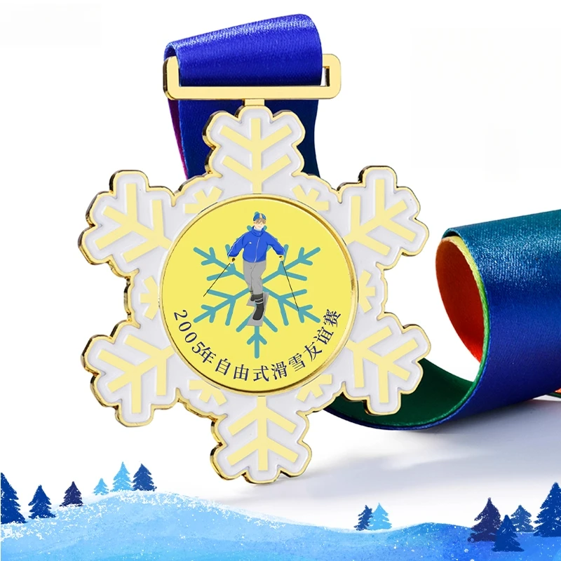 Winter sports competitions: skating, skiing, ice hockey, curling, roller hockey, snowflake, metal gold MEDALS