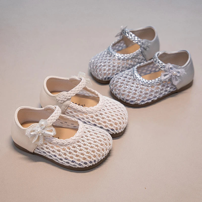 

Kids'Casual Shoes Sneakers PU Leather Solid Color Grid Shoes For Girls Breathable Anti-slip Beige Silver Shoes Size 22-31