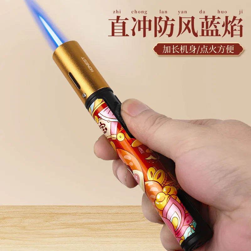 Long Sword Windproof Lighter Inflatable Long Handle Point Firecrackers Fireworks Moxibustion Cigar Spray Gun Snake Year Lighter