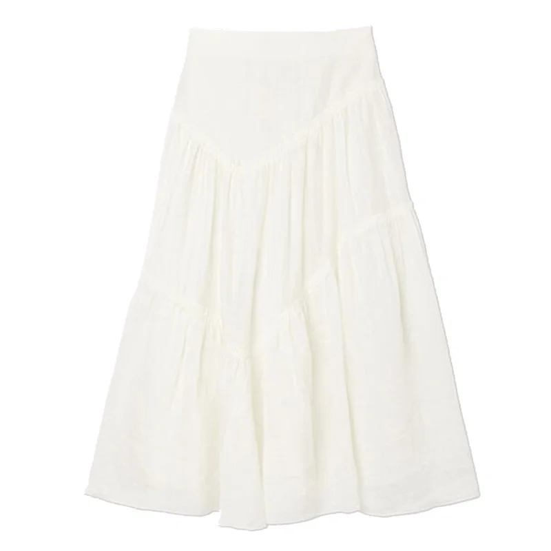 

Летняя юбка MaSandeS 2023, белая, А-силуэт, миди, с высокой талией, однотонная, длинная, из тюля