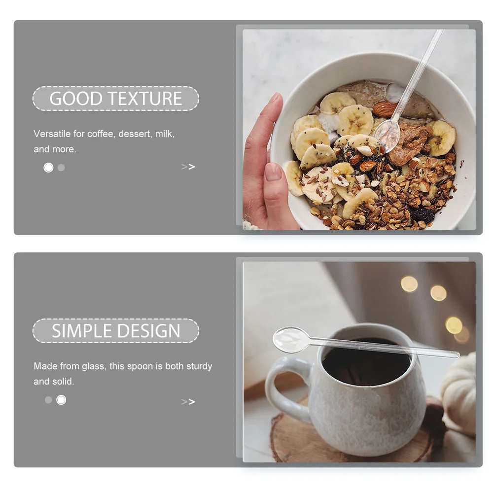 

4Pcs Clear Glass Spoon Heat Resistant Long Handle Stirring Coffee Dessert Ice Cream Mixing Scoop Glass Spoon Soup Scoop