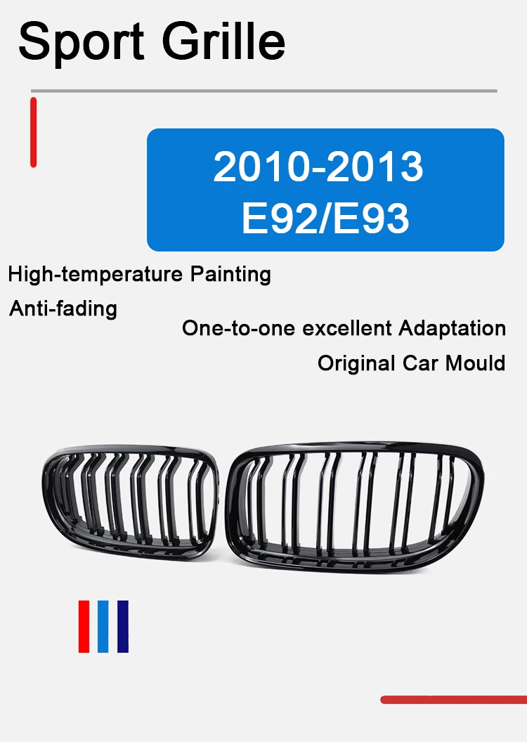 

3 Series Late Stage 2010-2013 E92 ABS Front Grille Glossy Black Dual Line Front Grille for BMW