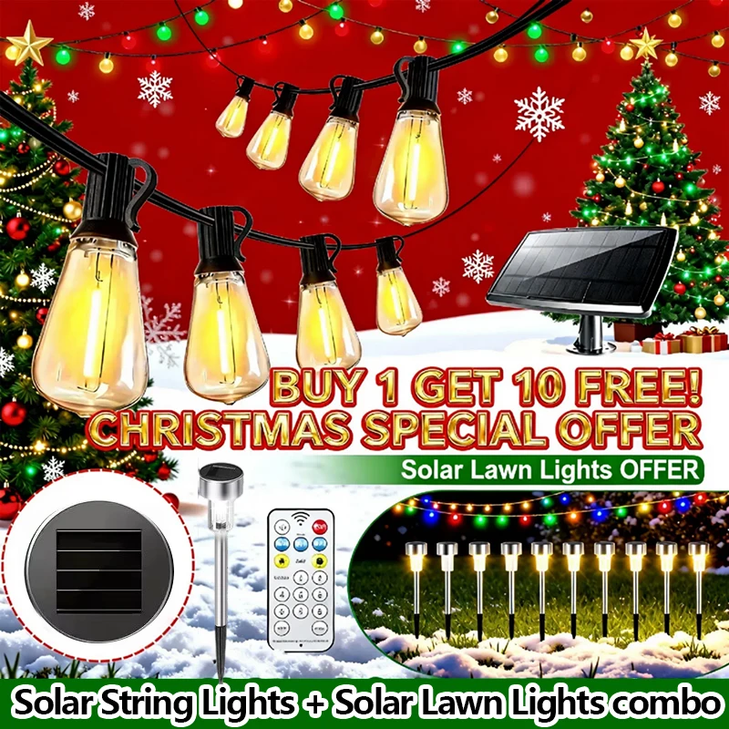 Kup 1, otrzymaj 10 gratis! Świąteczne lampki solarne sznurkowe, 30 LED, automatyczne włączanie od zmierzchu do świtu, nietłukące się, wodoodporne, zewnętrzne lampki dekoracyjne.