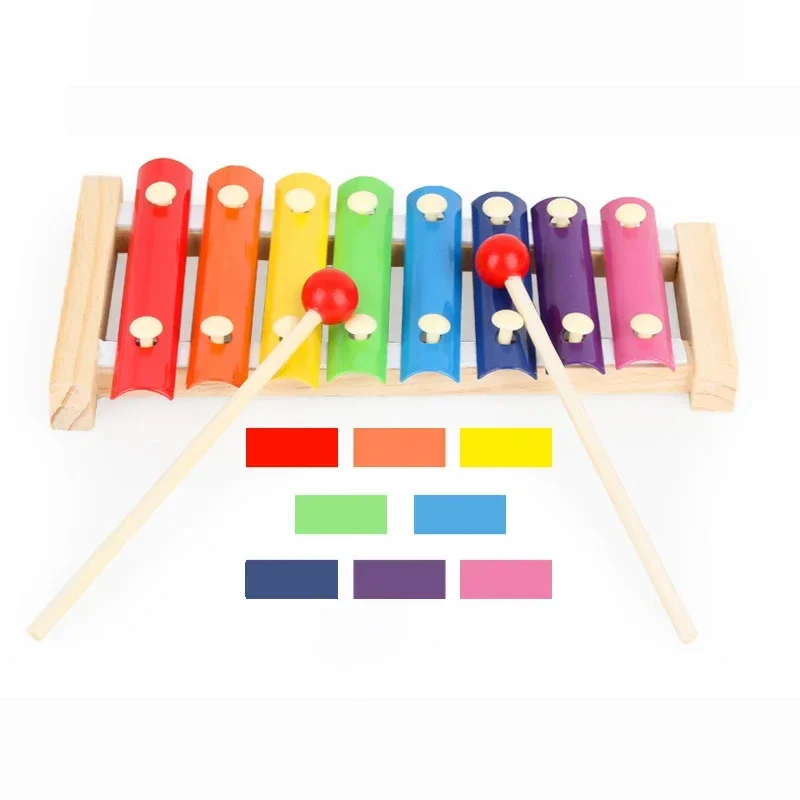 Jouets en bois multicolores pour bébés et enfants, accessoires musicaux, xylophone, 8 tons